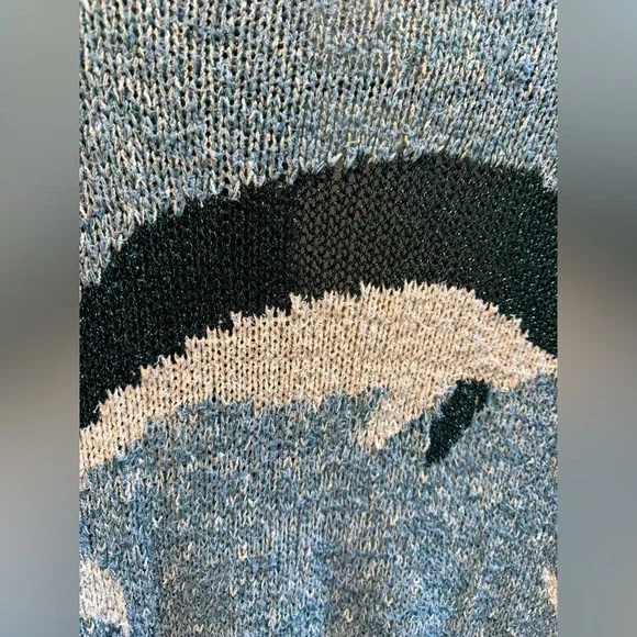 RARE Anthropologie Viral Blue Narwhal Knit Cardigan Sweater M/L - Picture 8 of 8
